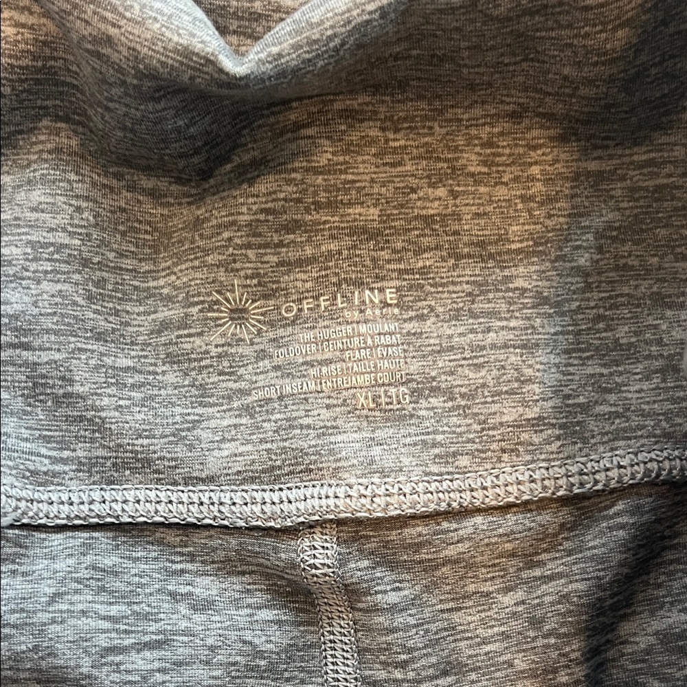 Grayish- green OFFLINE by Aerie the Hugger Foldover  Flare Hi-Rise Short Inseam - Picture 2 of 4
